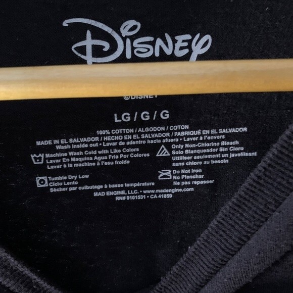 Disney Mickey Mouse Black Turquoise Purple Graphic Crewneck LS T-shirt Adult L - Picture 3 of 10